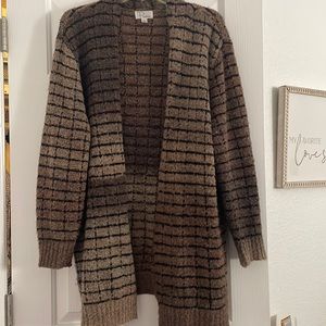 Black brown beige sweater jacket